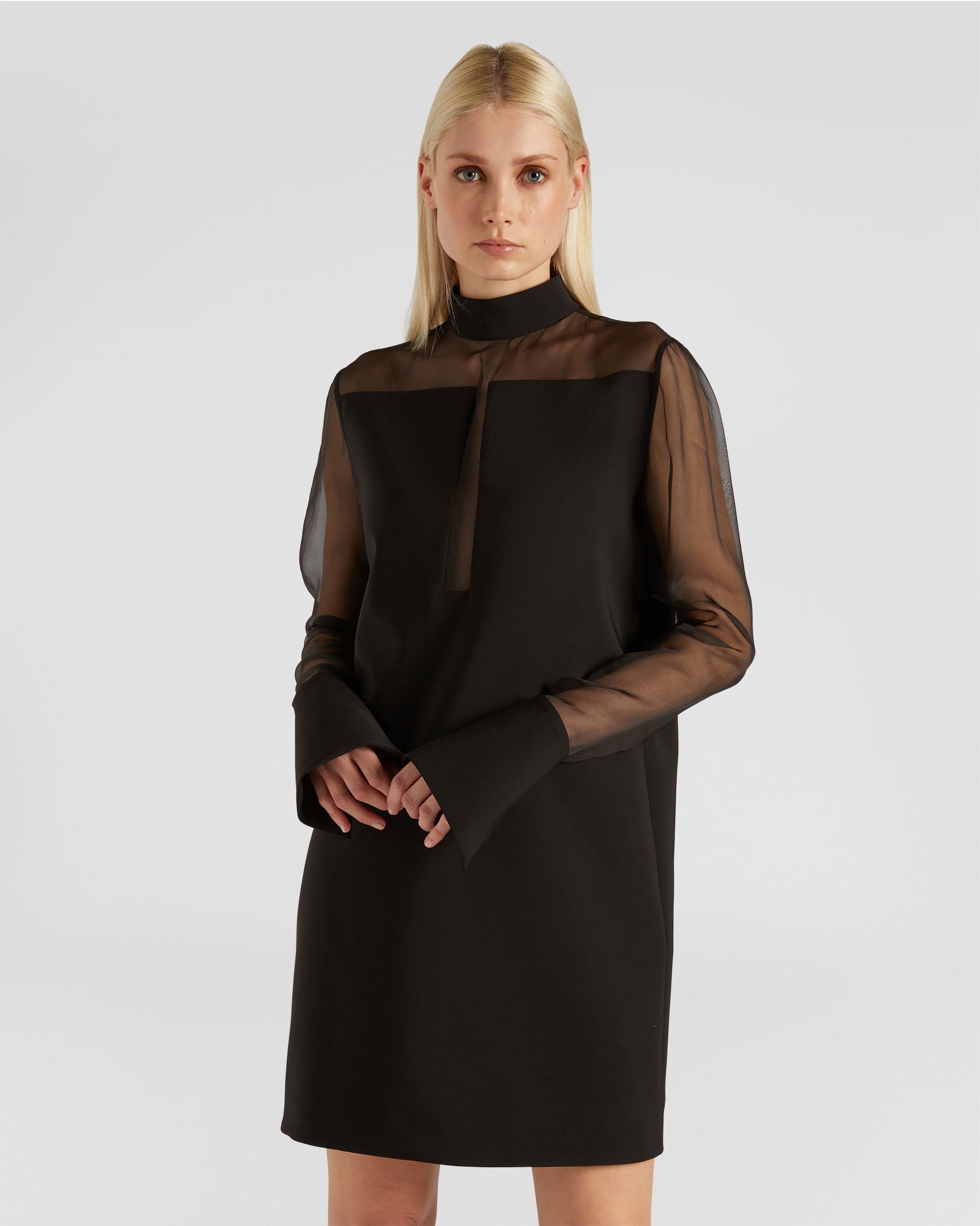 acka sheer shoulder dress ブラック Acka sheer shoulder dress（black）