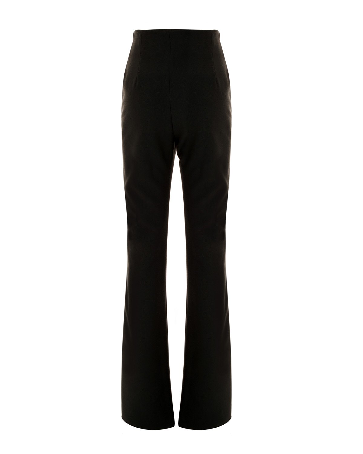 Black flared pants with ankle slit