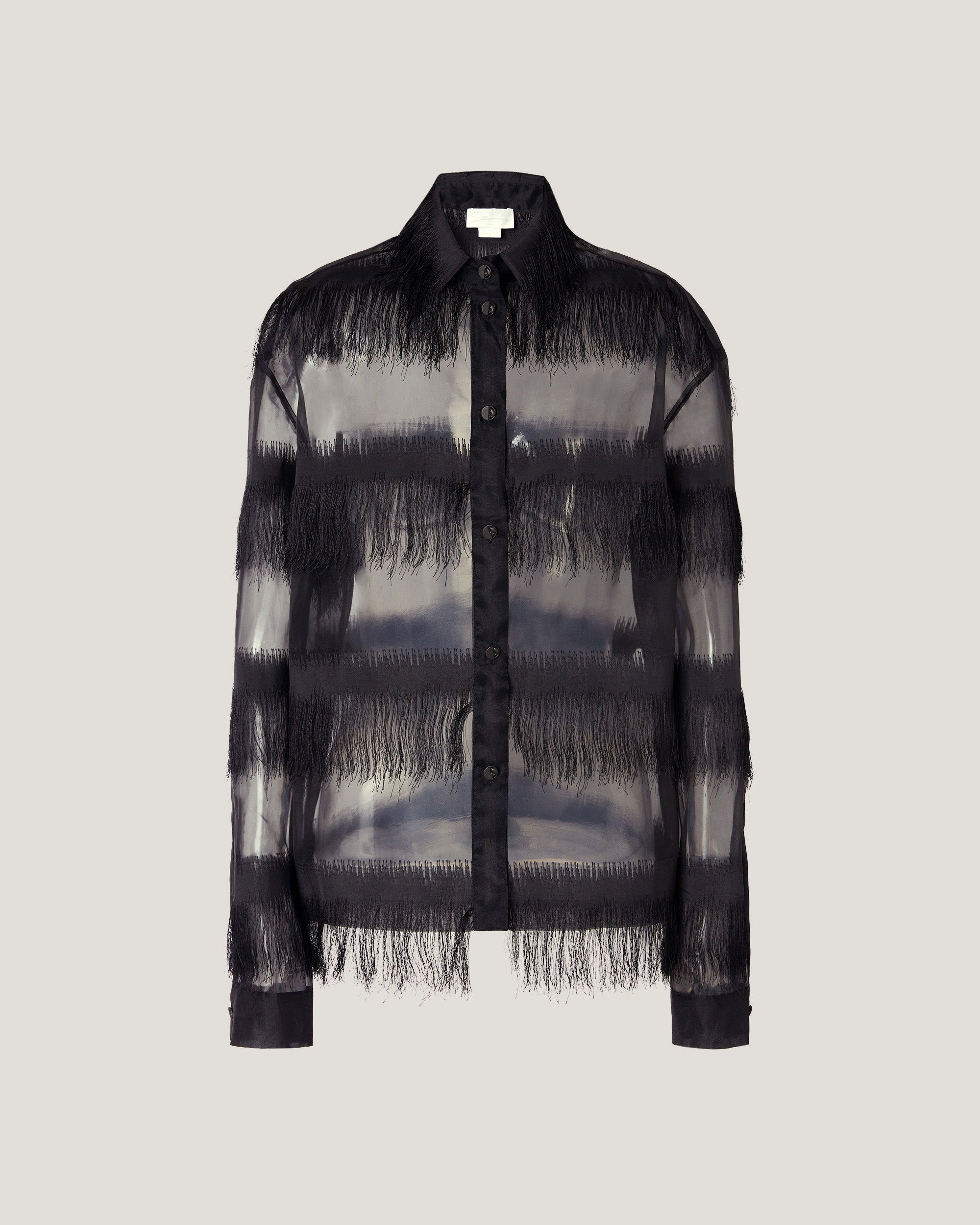 airy fringe sheer tops(black)7月上旬〜頃発送 | roughlow