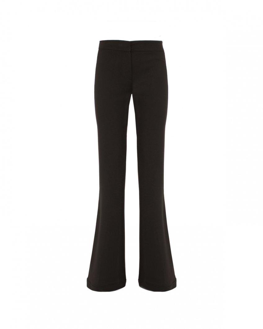 Black stretch cuffed wide-leg trousers 