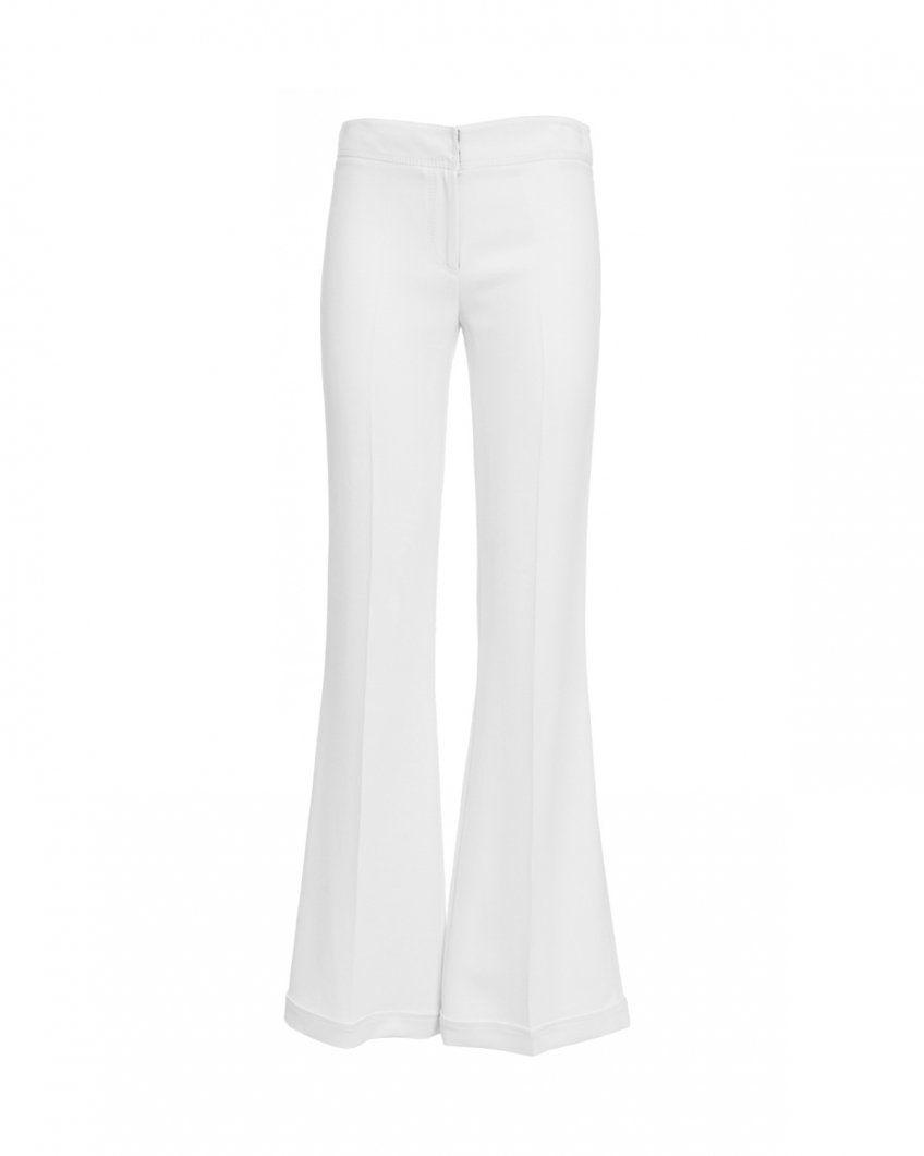 White stretch-cady pants