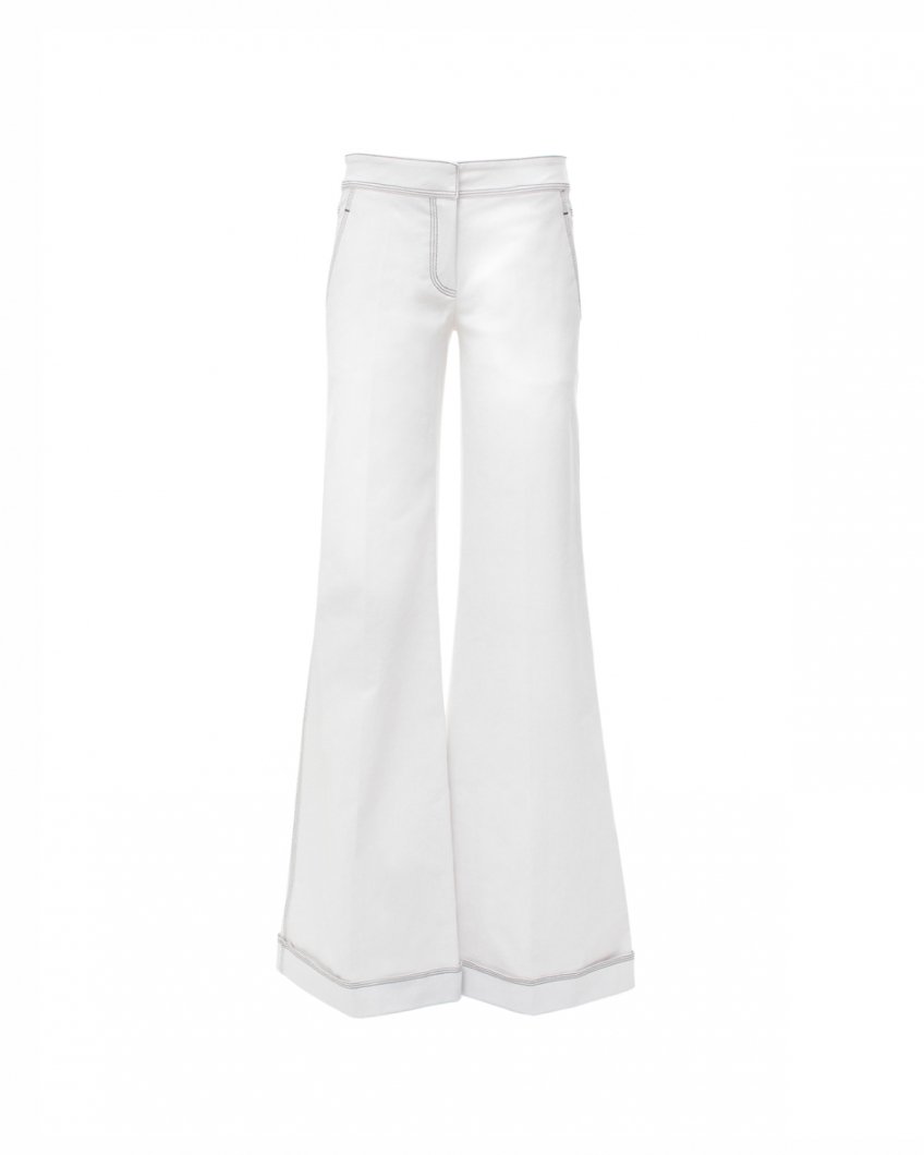 White cuffed palazzo trousers 