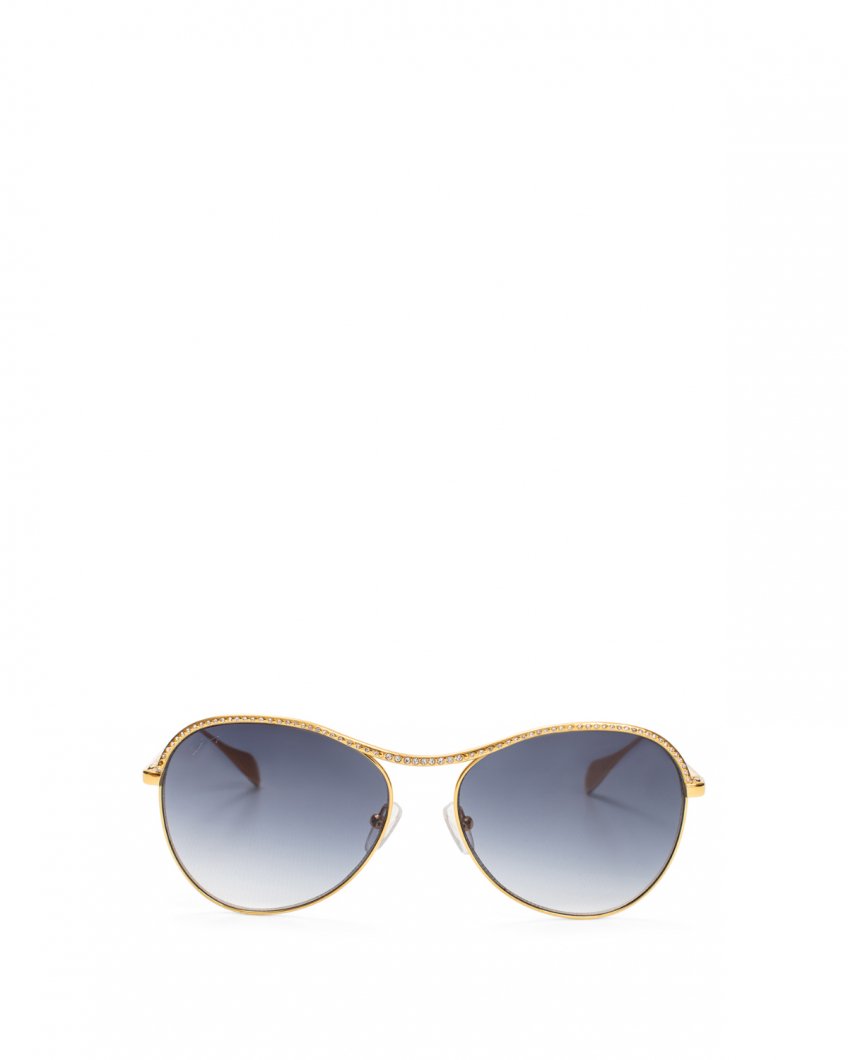 Glittering gold round-frame sunglasses
