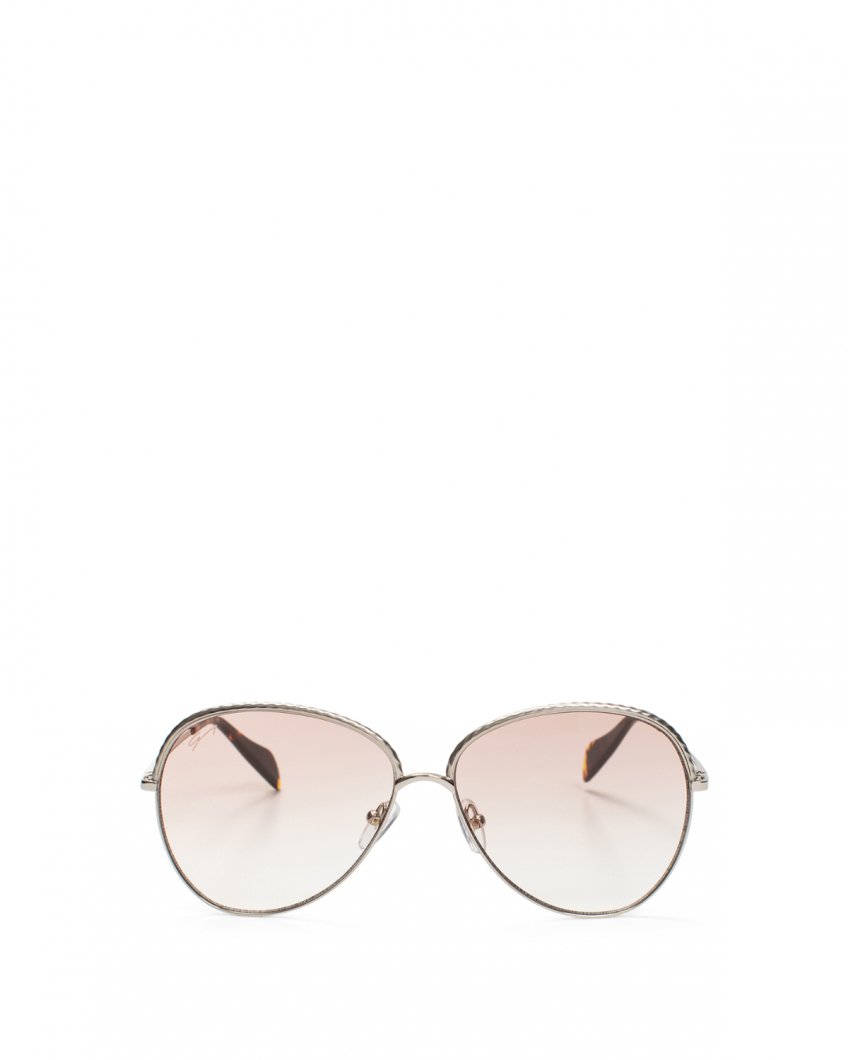 Braided grey round-frame sunglasses