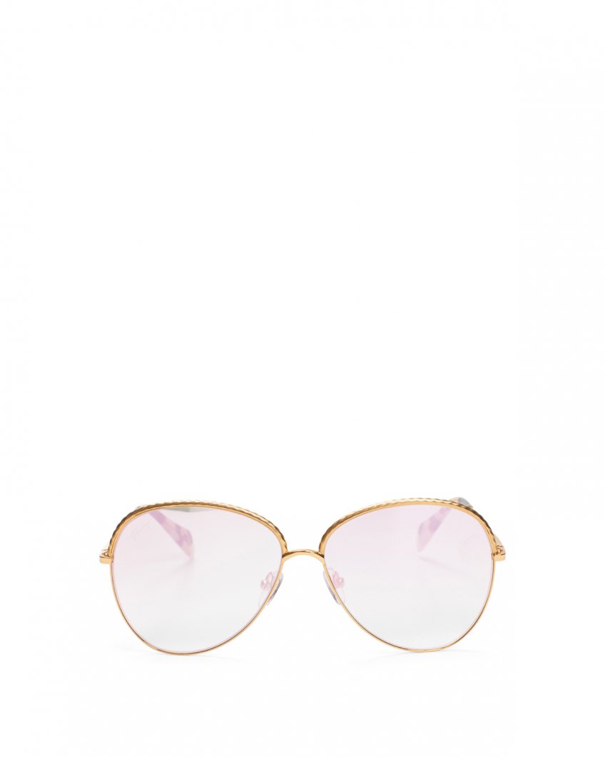 Braided gold round-frame sunglasses