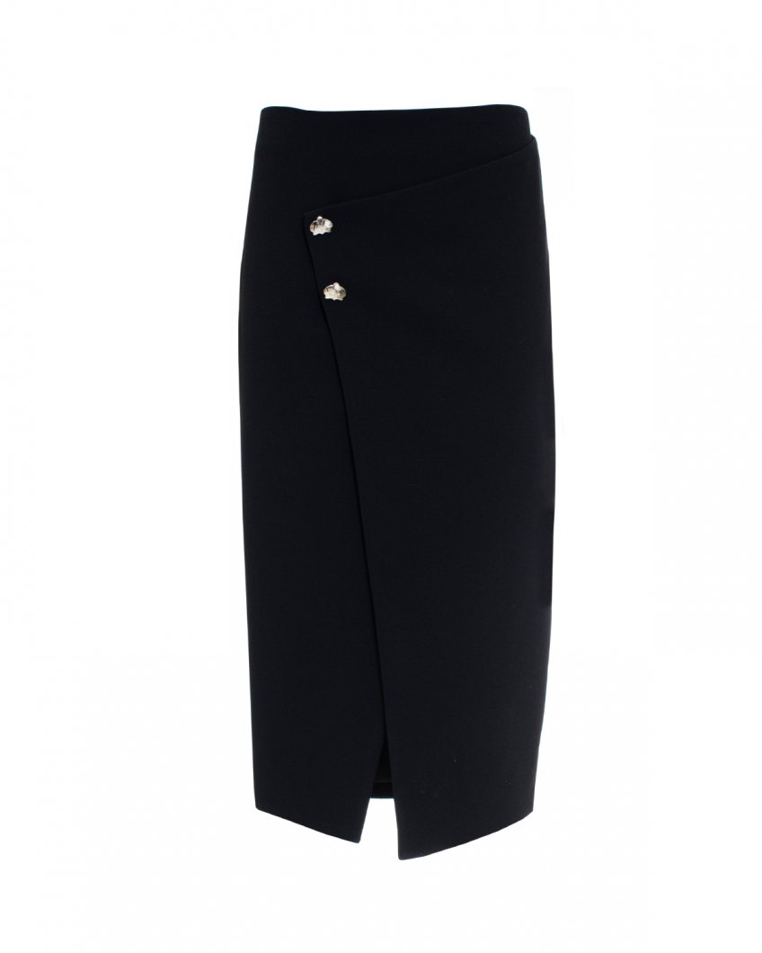 Black midi skirt in cady stretch 