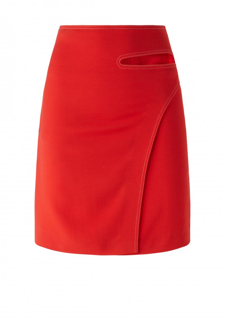 Red sheath skirt