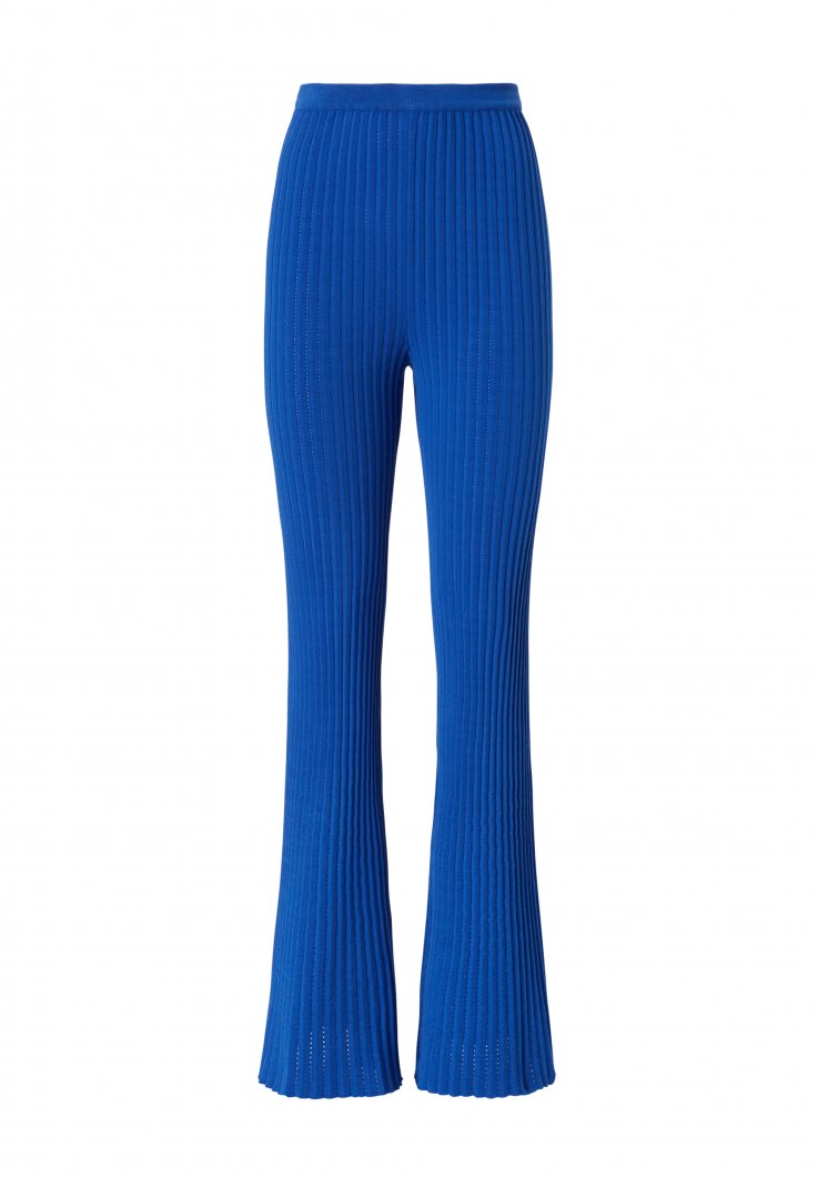 Blue pleated knitted trousers 