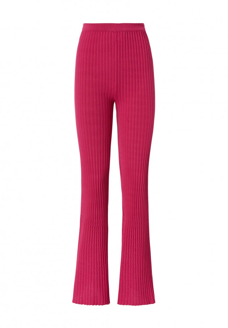 Fuchsia pleated knitted trousers 