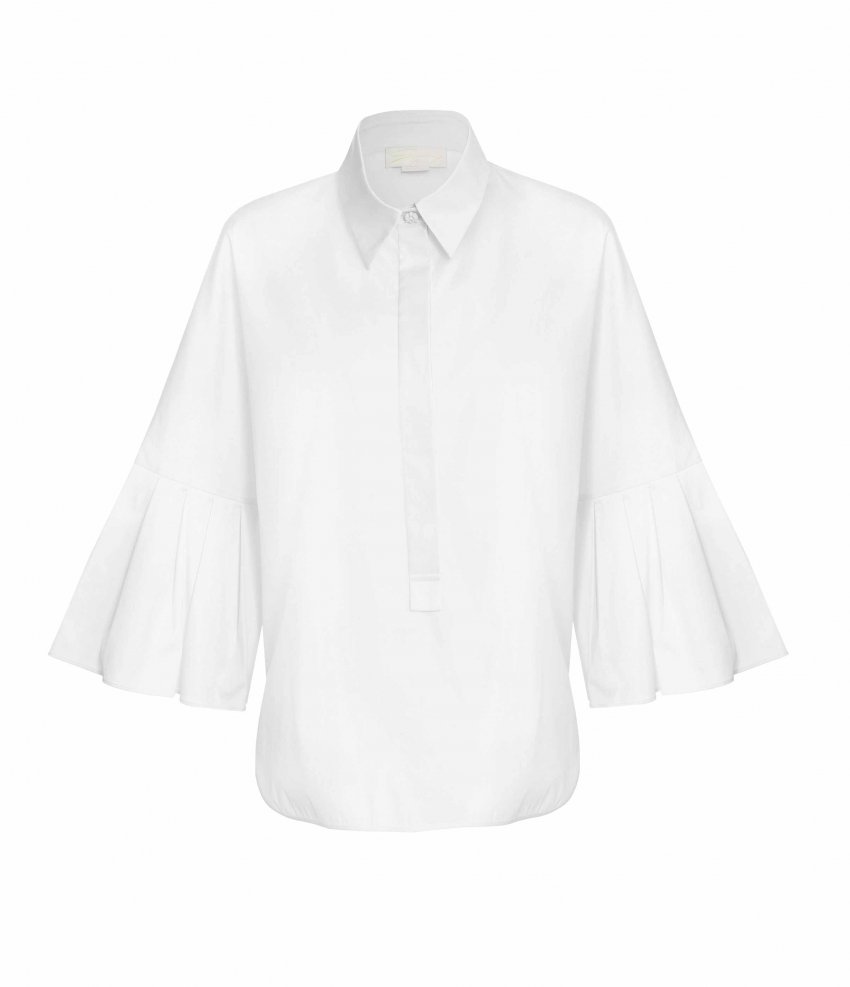White flounced sleeve shirt