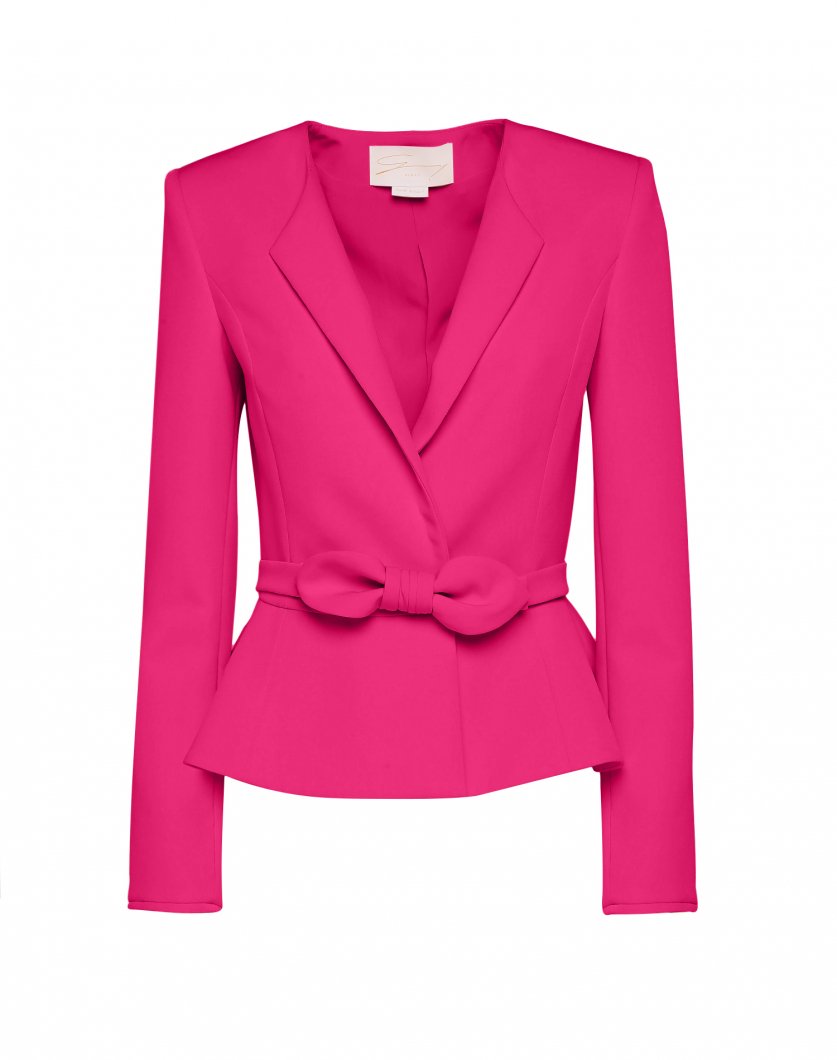 Fuchsia jacket with front bow 