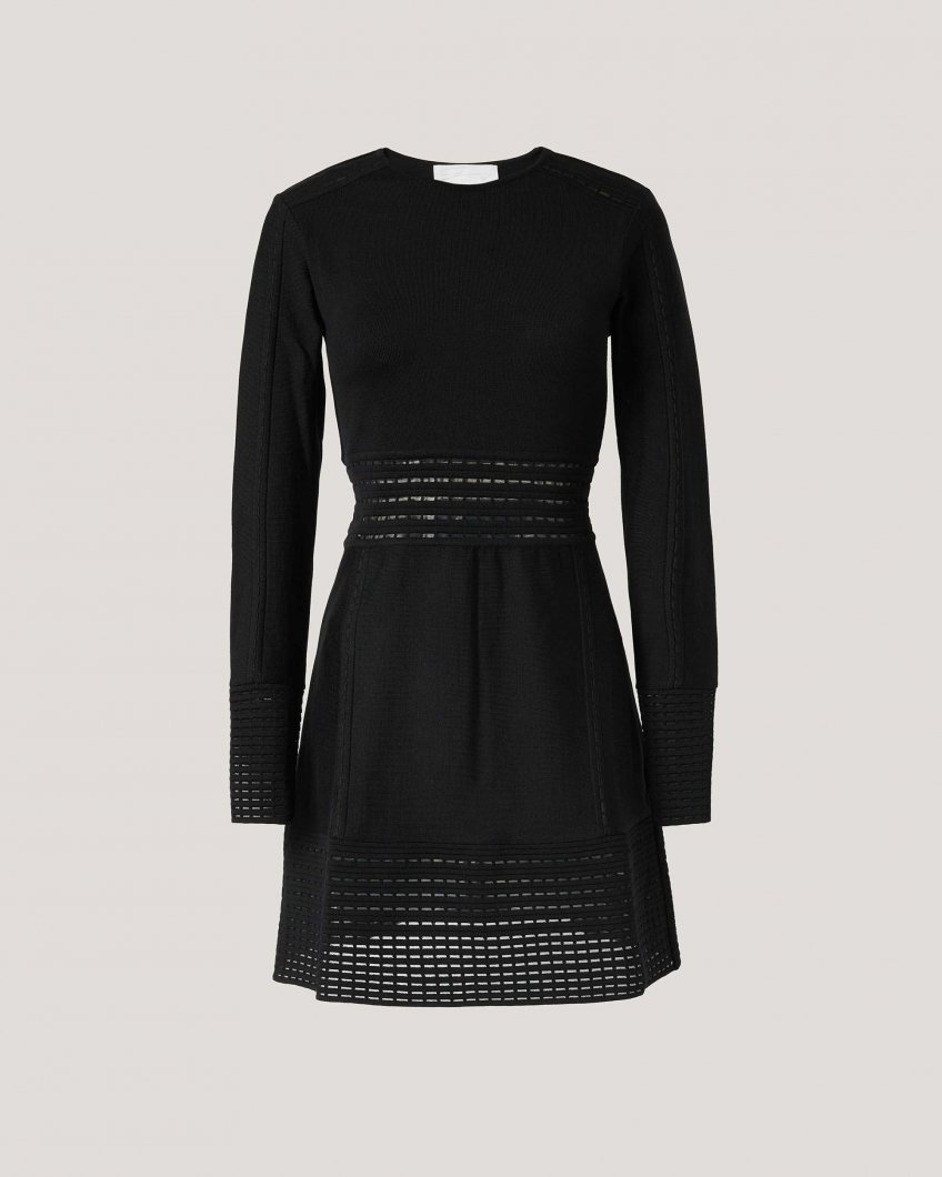 A-line black dress with iconic embroideries