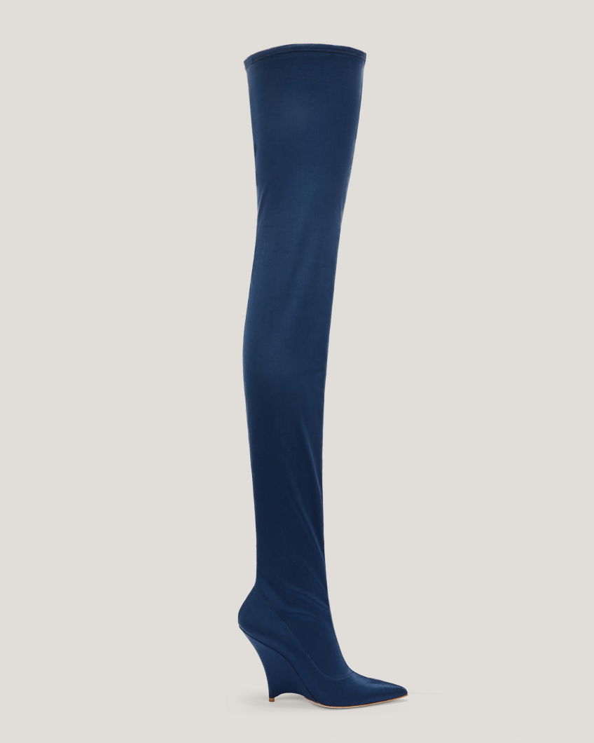 Wedge thigh-high boots