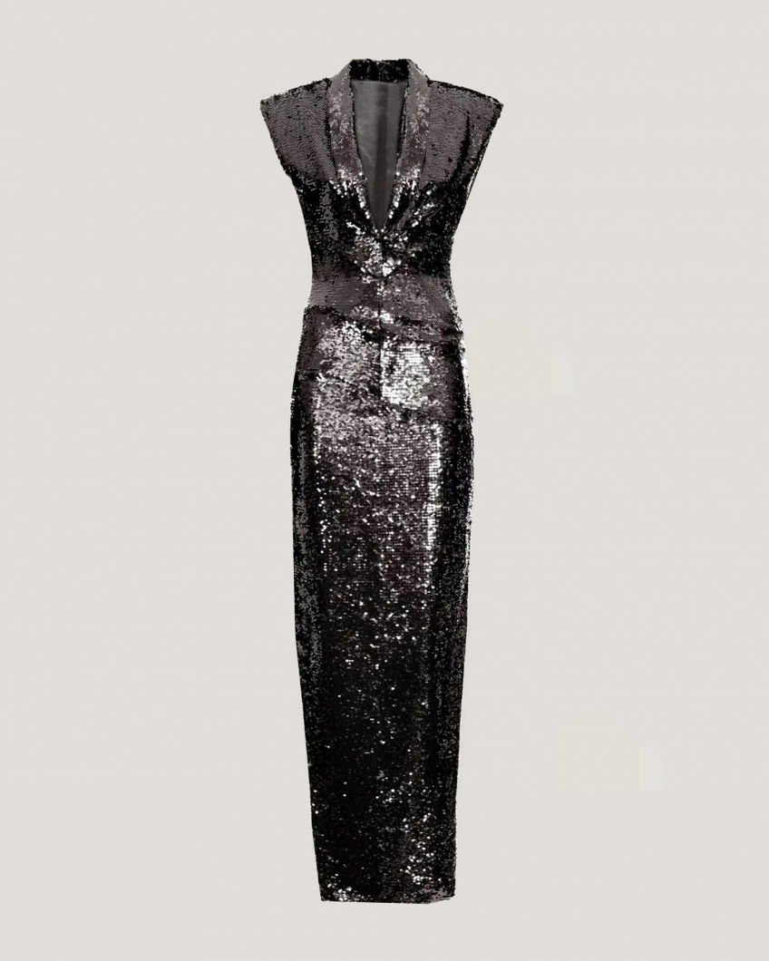 Sleeveless sequin dress with V-Neck