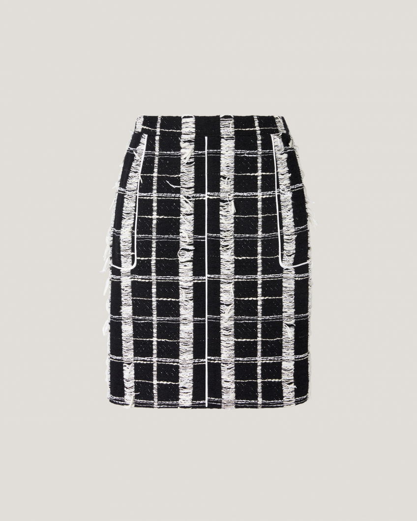 SKIRT 76AP 3013 TWEED SQUARE FRINGE