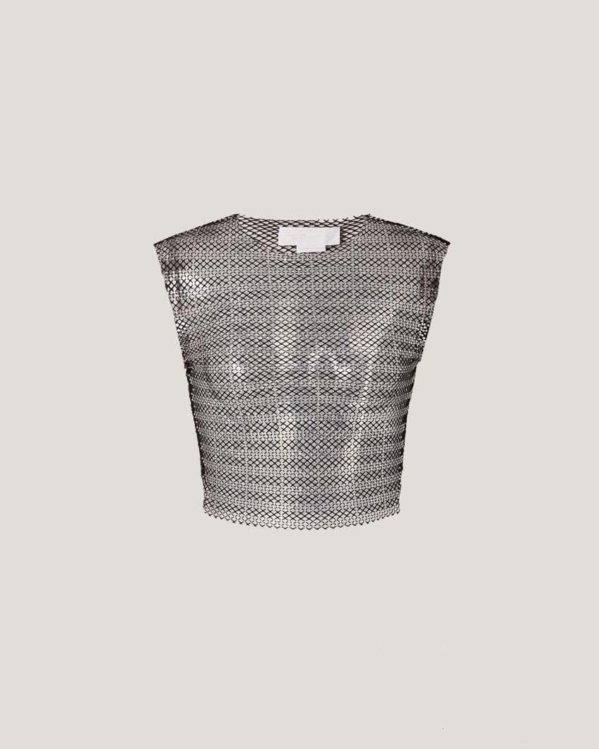 Top mesh strass senza maniche