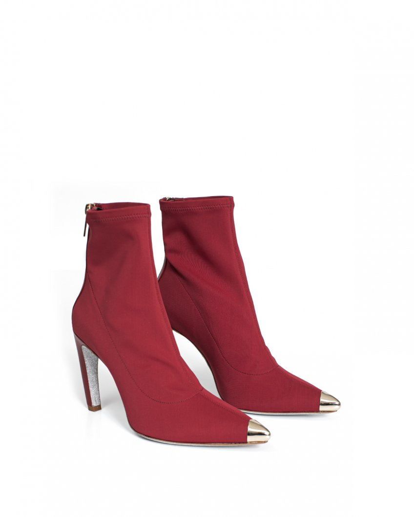 Burgundy stretch ankle boots 