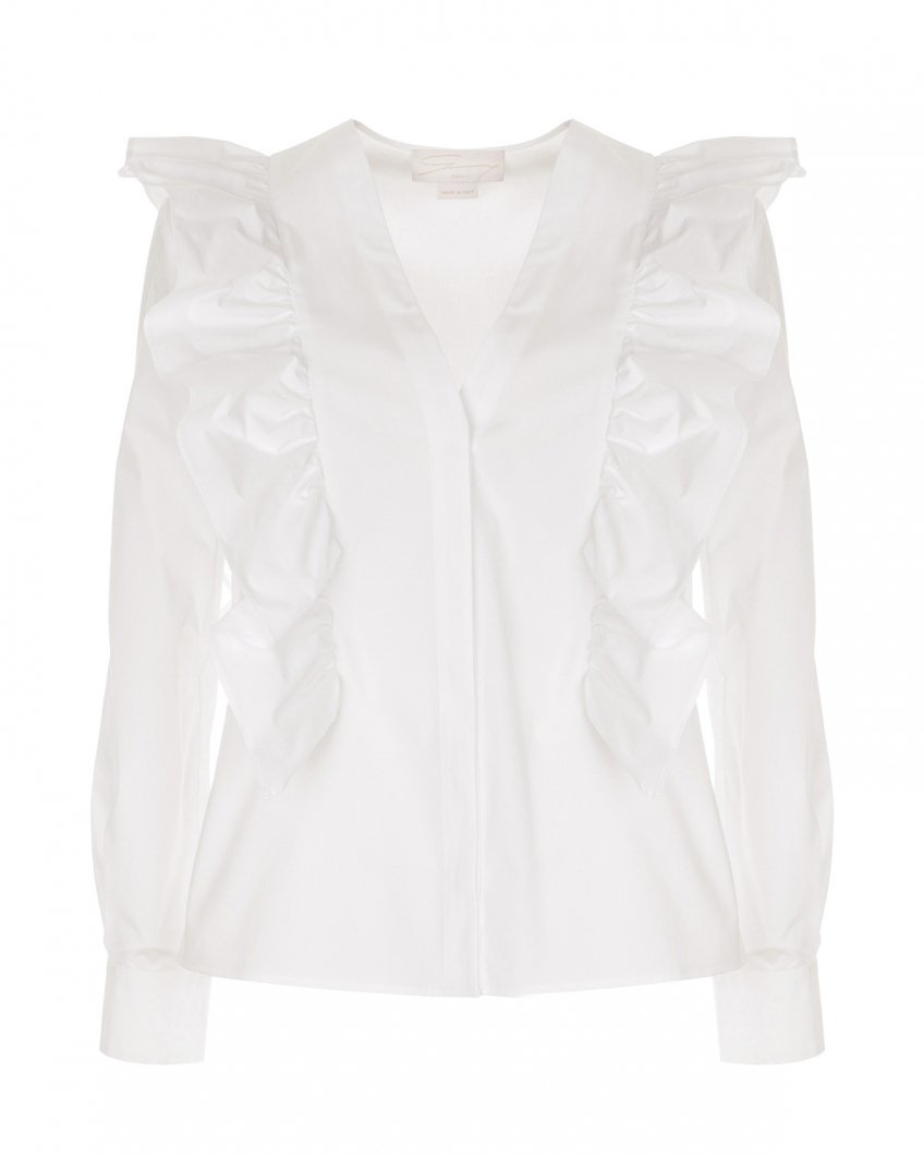 Long-sleeved blouse with ruffles