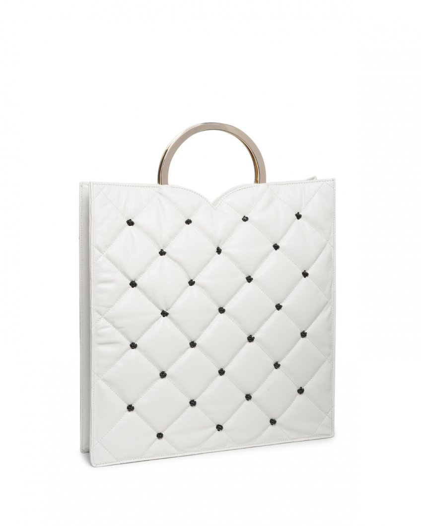 White quilted leather bag