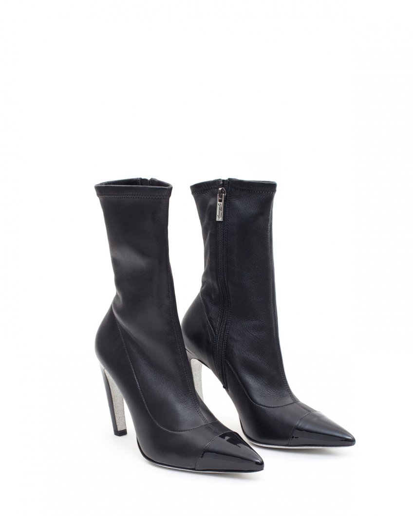 Black patent ankle boots