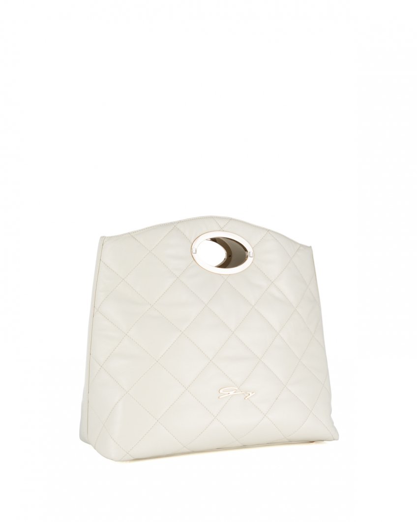 Sara quilted white leather bag