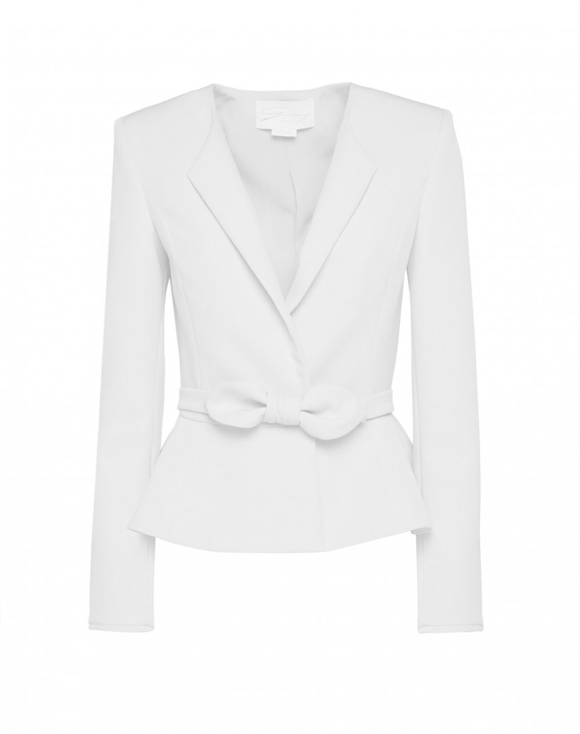 White jacket with front bow 