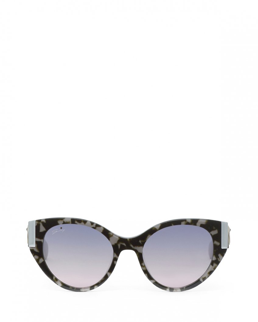 Cat-eye black and grey acetate sunglasses