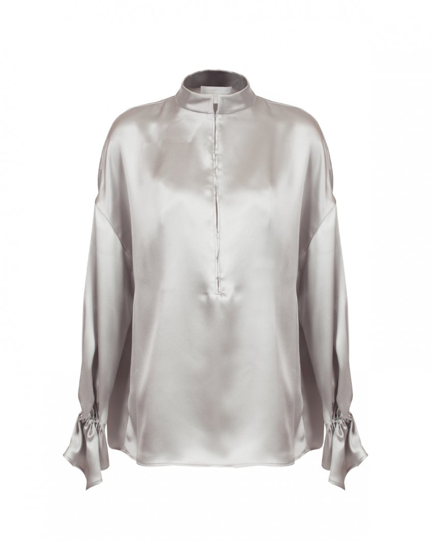 Grey sustainable silk blouse 