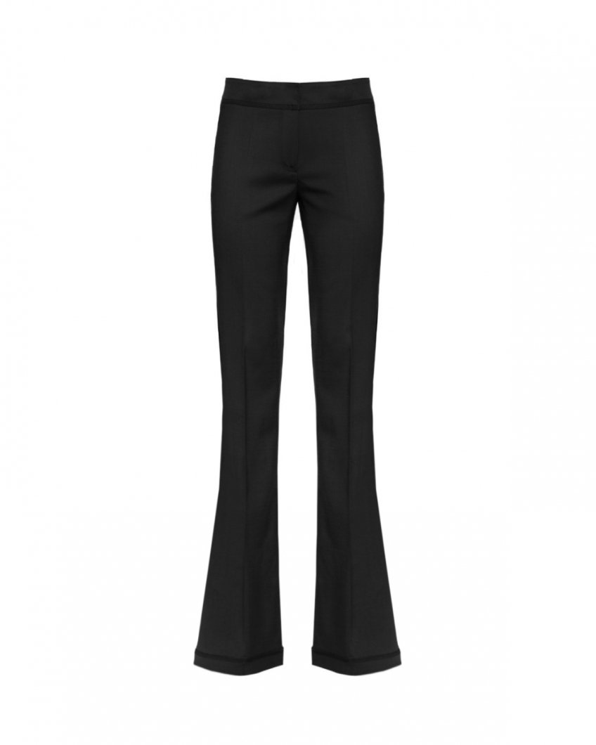 Wool flared trousers with stitching 