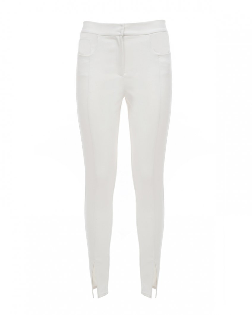 Stretch pants with ankle slit 