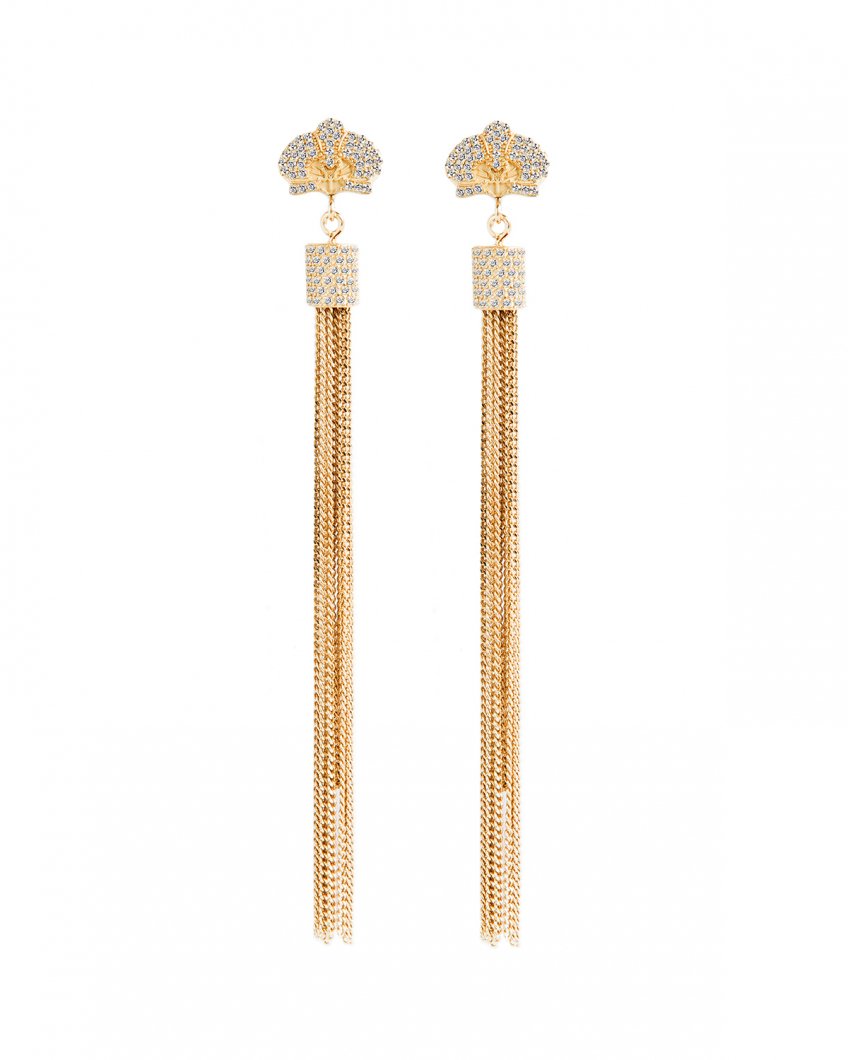 Crystal embellished gold-plated earrings