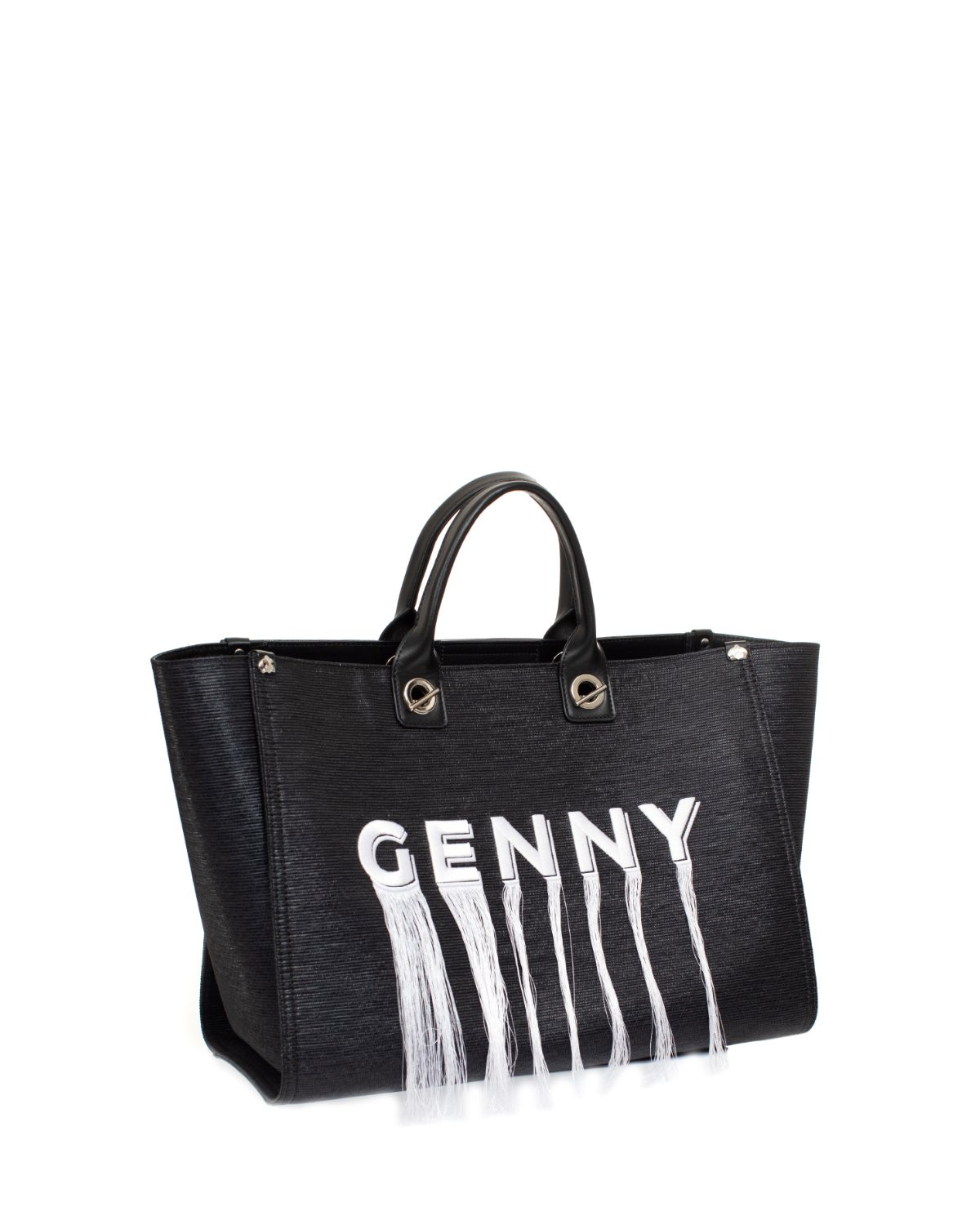 Raffia bag with logo and fringes | -30% | Genny