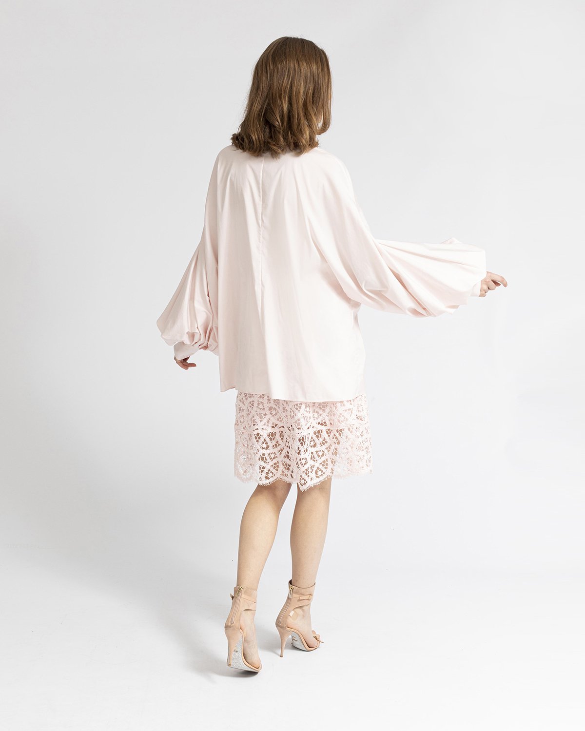 Light pink cotton blouse with wide sleeves | Temporary Flash Sale | Genny