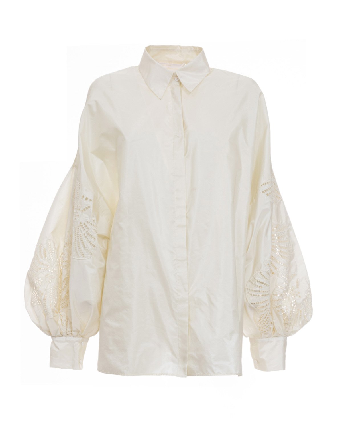 Taffeta blouse with embroidered sleeves. | Temporary Flash Sale | Genny