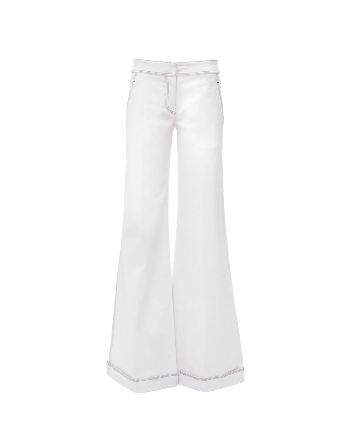 White cuffed palazzo trousers | -40% | Genny