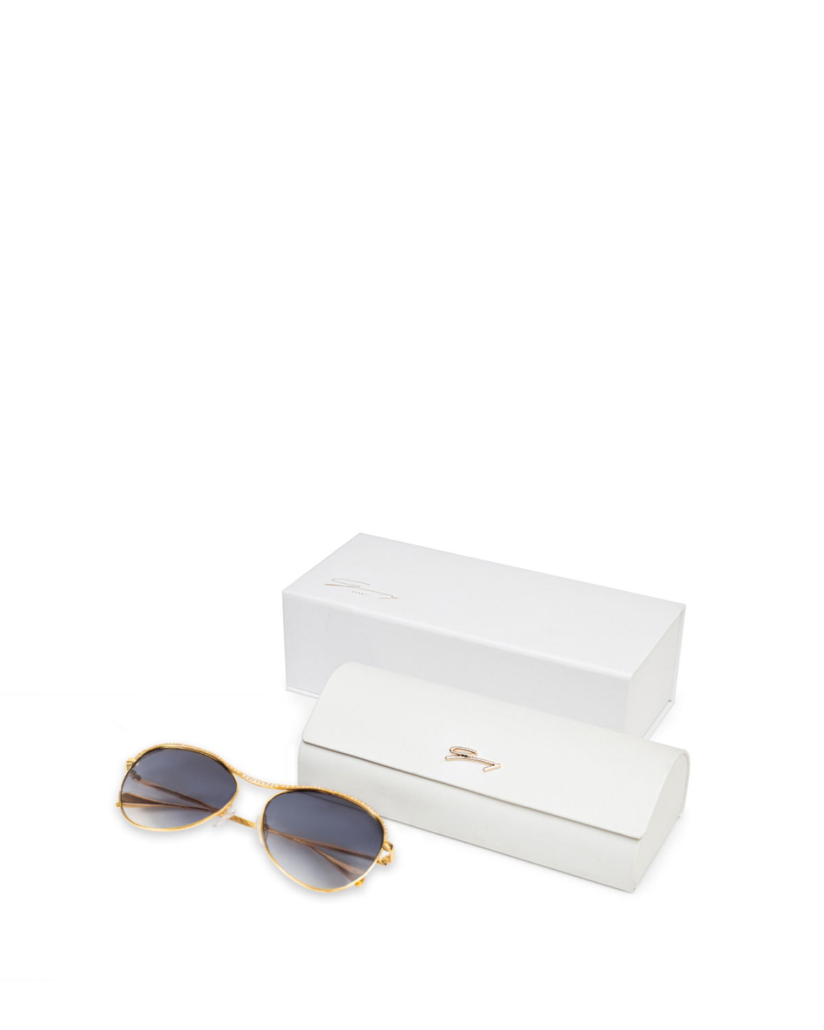 Glittering gold round-frame sunglasses | Sunglasses, Ricercabili, Accessories | Genny