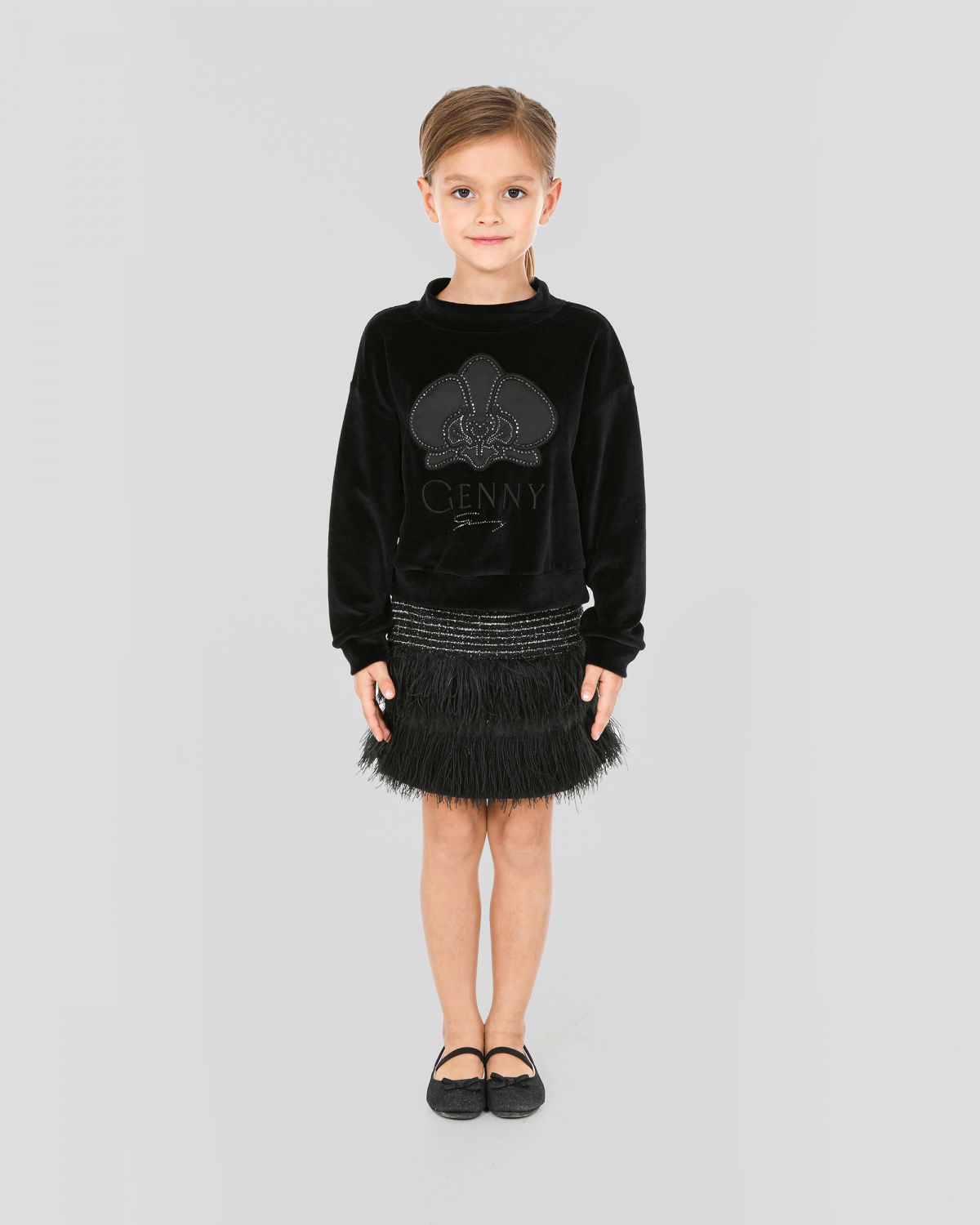 Rhinestone and orchid embroided sweatshirt | Genny Princess, Highlights | Genny