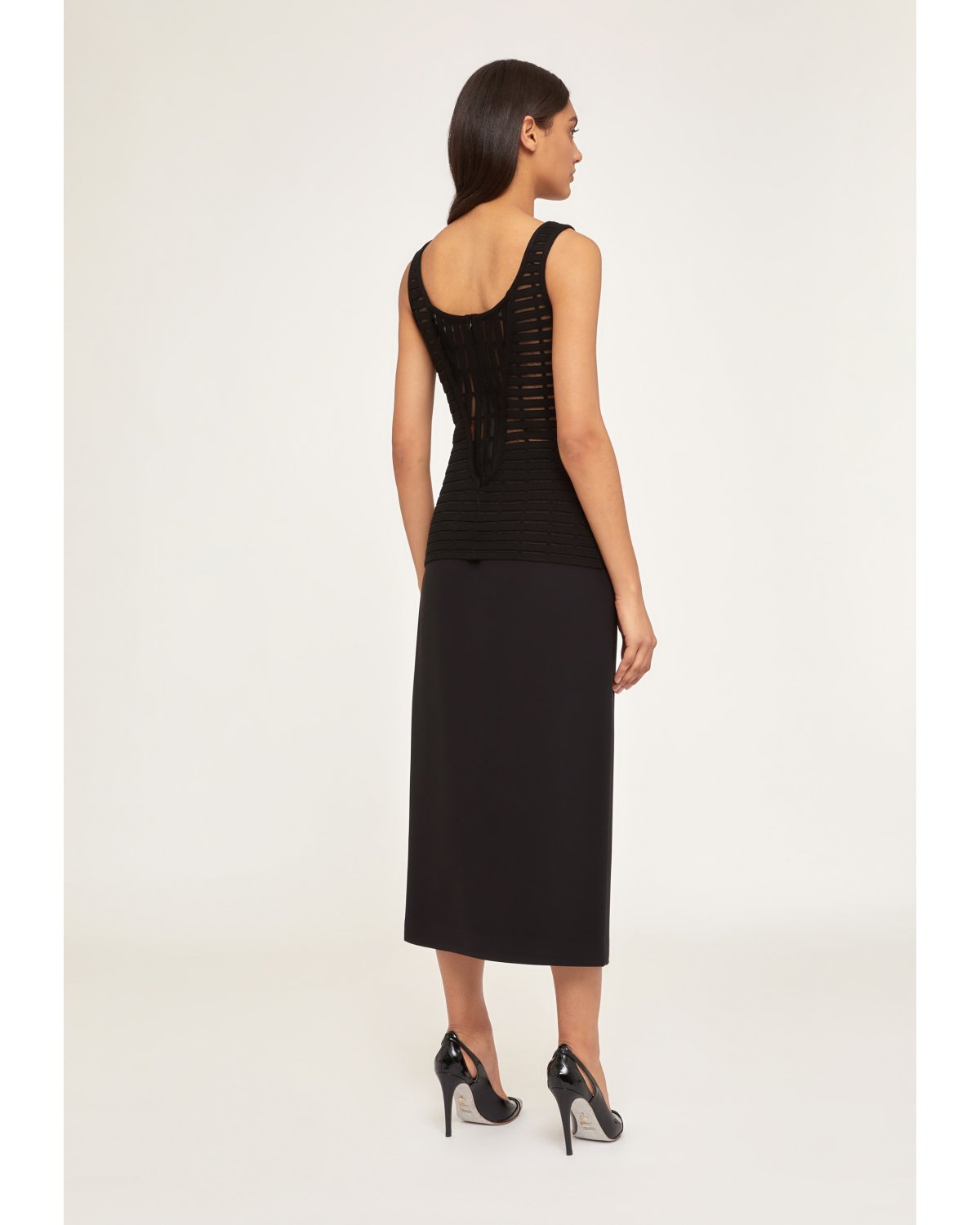 Cady stretch midi black skirt | Party Collection | Genny