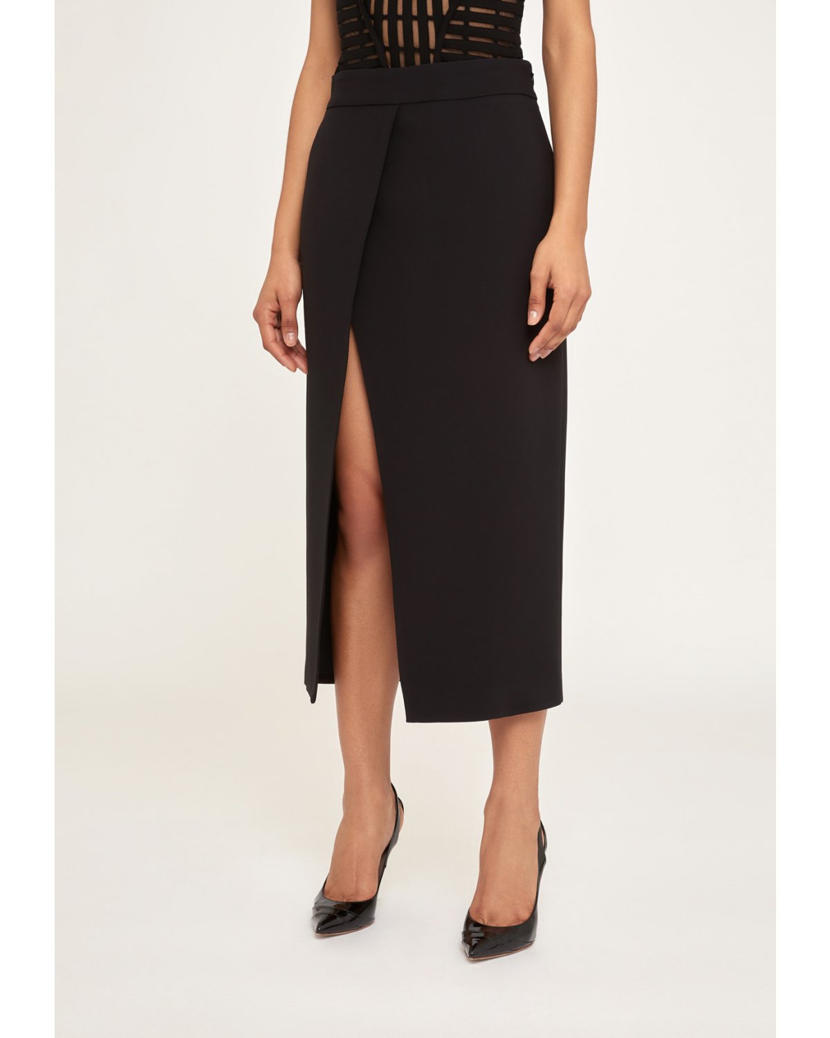 Cady stretch midi black skirt | Party Collection | Genny