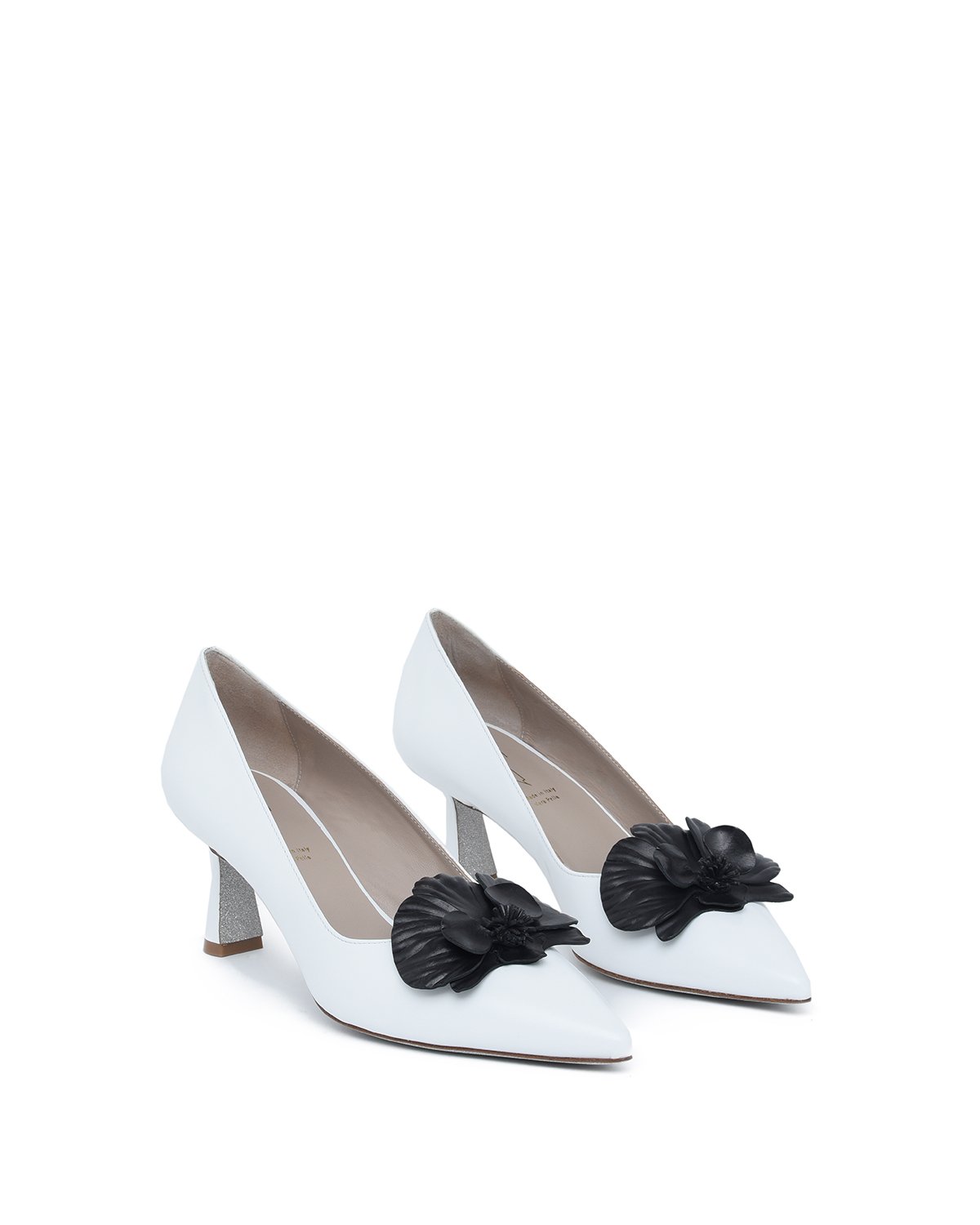 White leather pumps with orchid | -30% | Genny