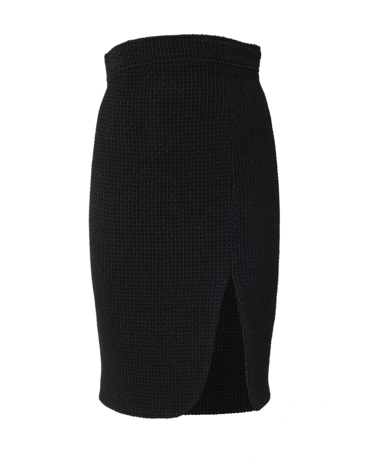 Black high-rise midi skirt with lamè detail | | Genny
