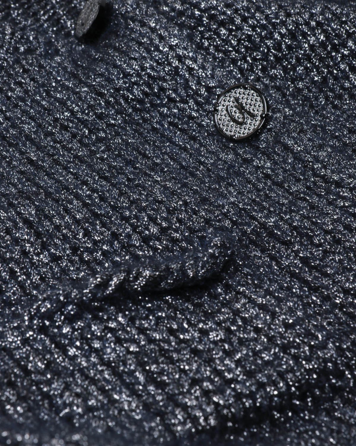 Cardigan blu girocollo in lana e lamé | | Genny