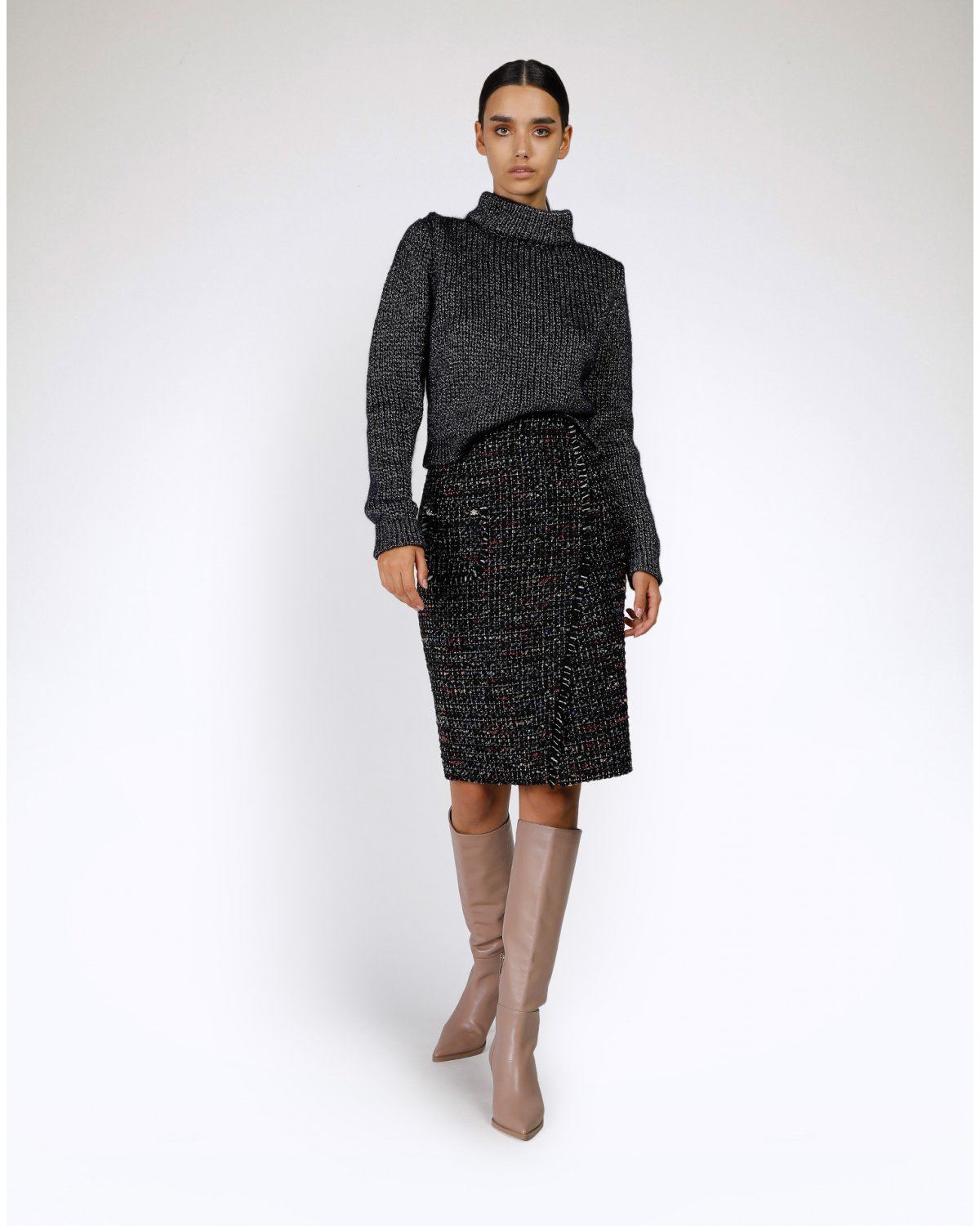 Black high-rise jacquard skirt | This week new arrivals | Genny