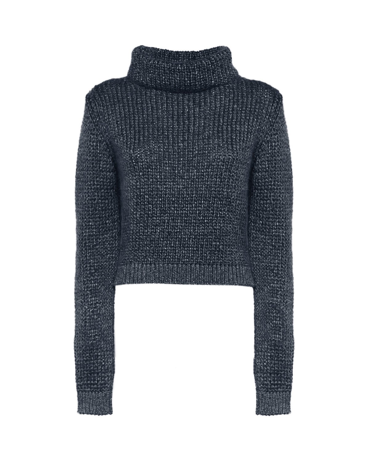 Blue wool and lamé-trimmed turtleneck | | Genny