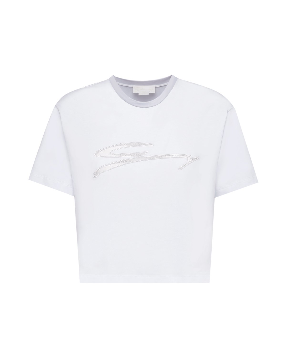 T-shirt crop bianca con logo ricamato | Nuovi arrivi | Genny