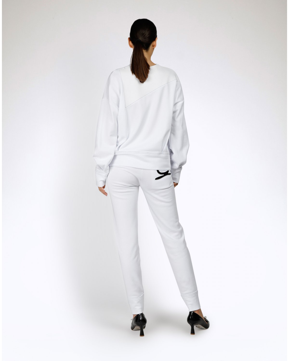 White logo embroidered sweater | | Genny