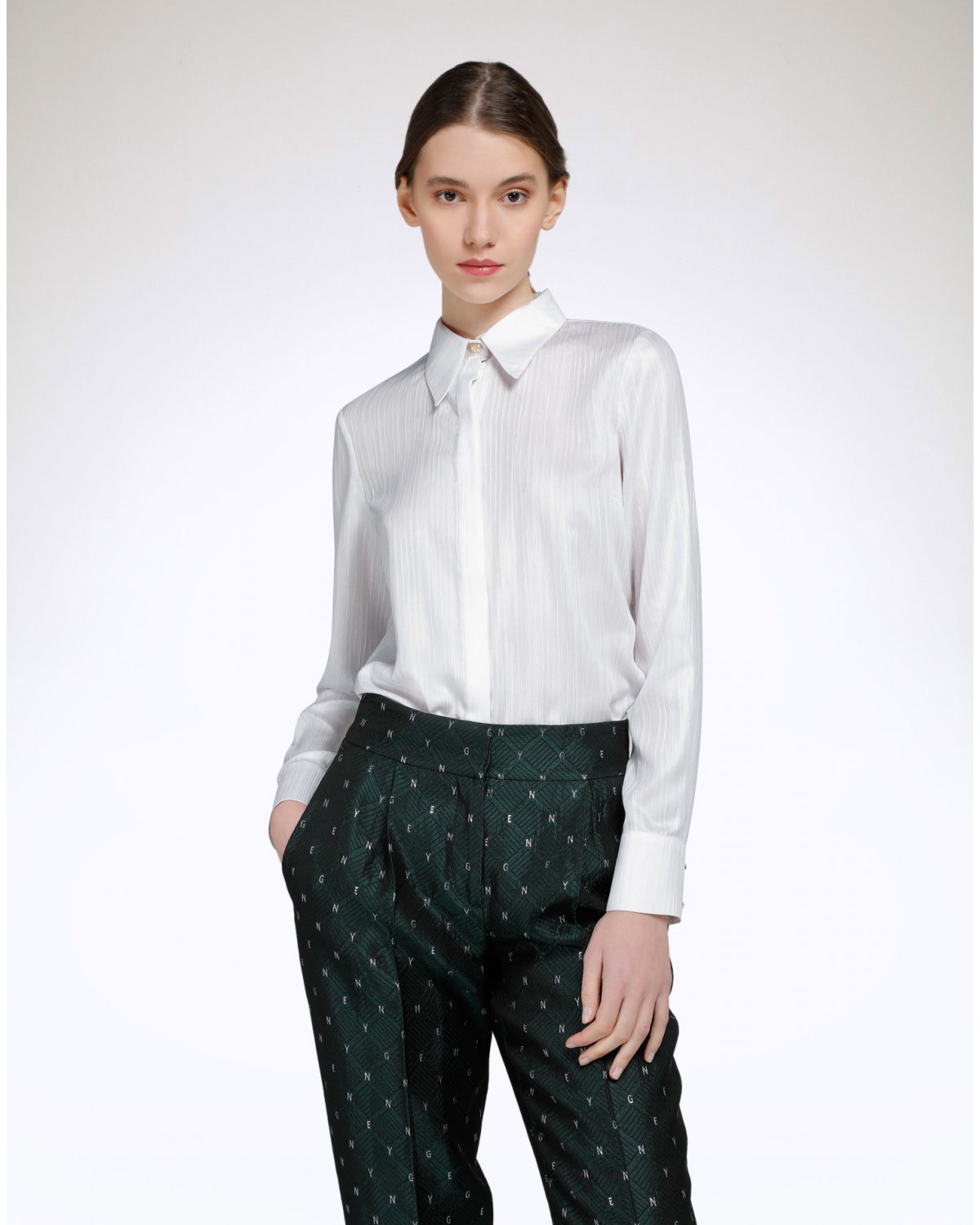 White orchid-embellished shirt | This week new arrivals, Party Collection | Genny