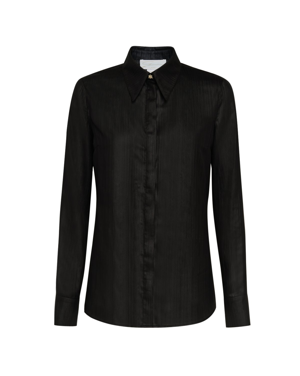 Black orchid-embellished shirt | | Genny