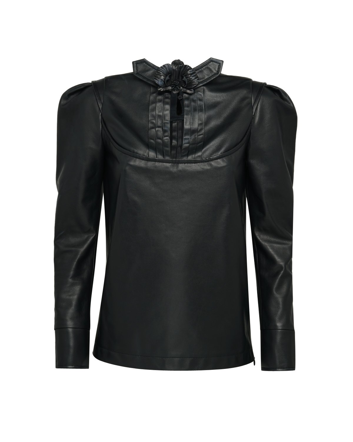 Orchid-embellished leather top | | Genny