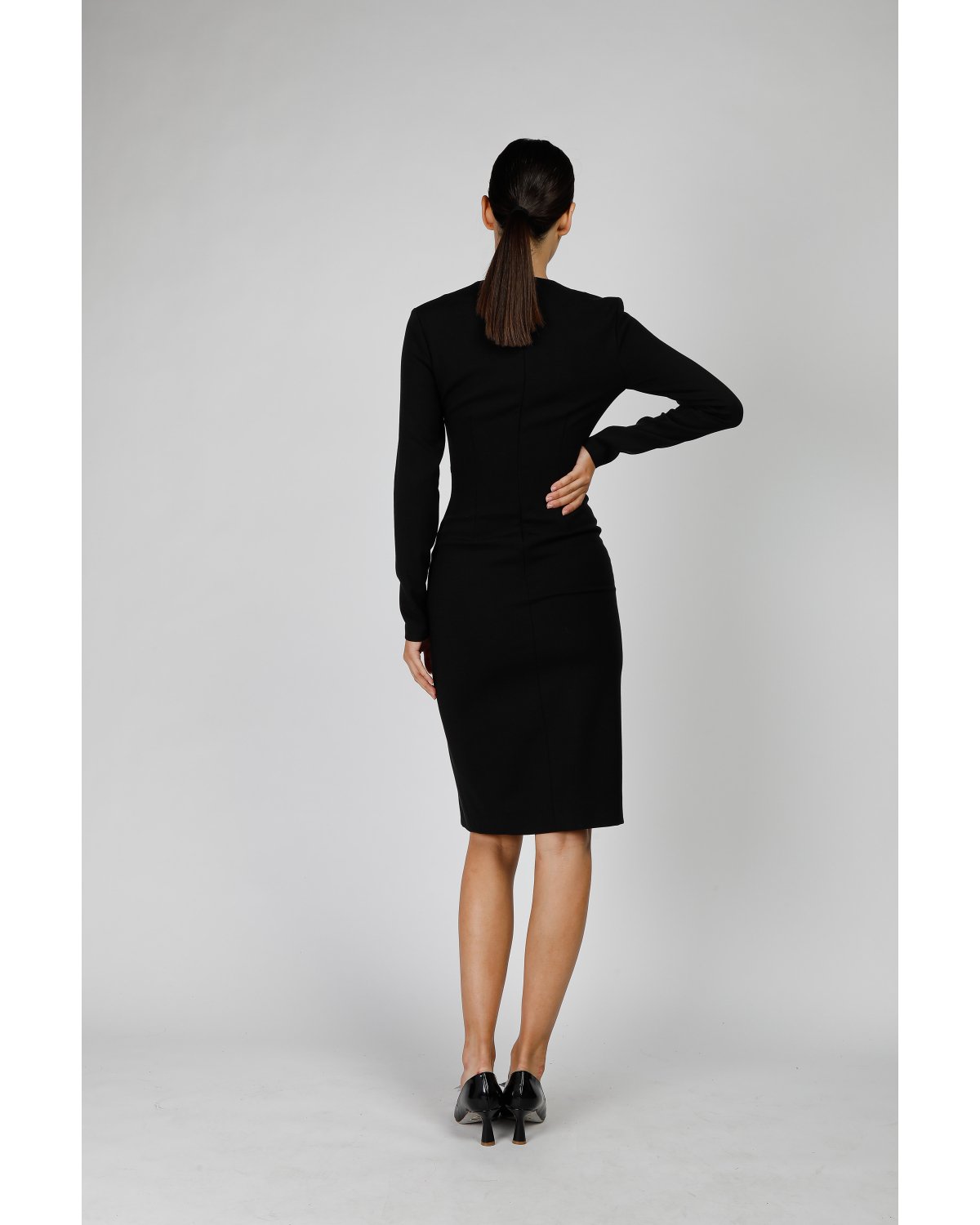 Black buttons-detailed dress | | Genny